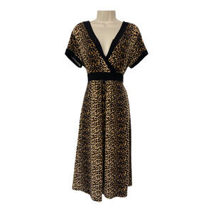 New Directions Dress Womens Medium Animal Print Mock Wrap Slinky Travel Knit